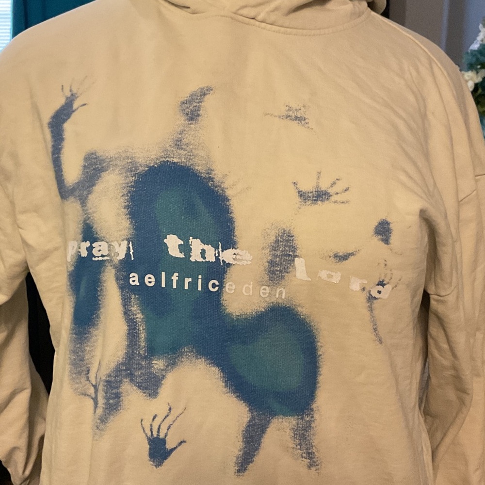 Aelfric Eden Cream Hoodie with Blue Graphic Print - Picture 6 of 7
